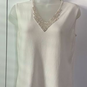 White sequined Holiday top by Lisa International size Small
